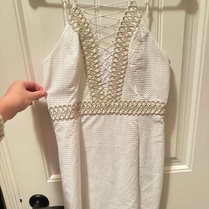 Lilly Pulitzer White Dress with Gold Detailing